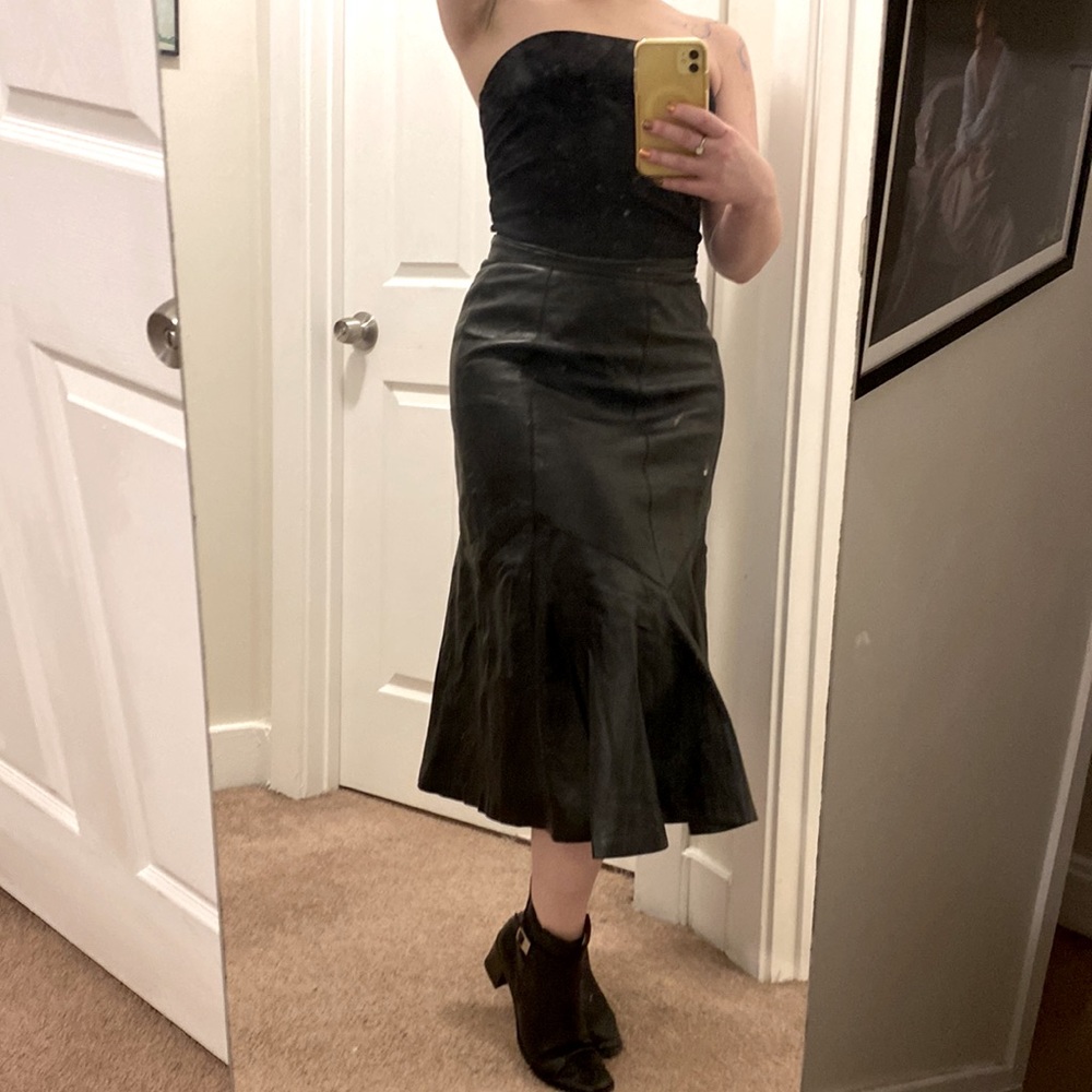 Genuine leather vintage skirt
